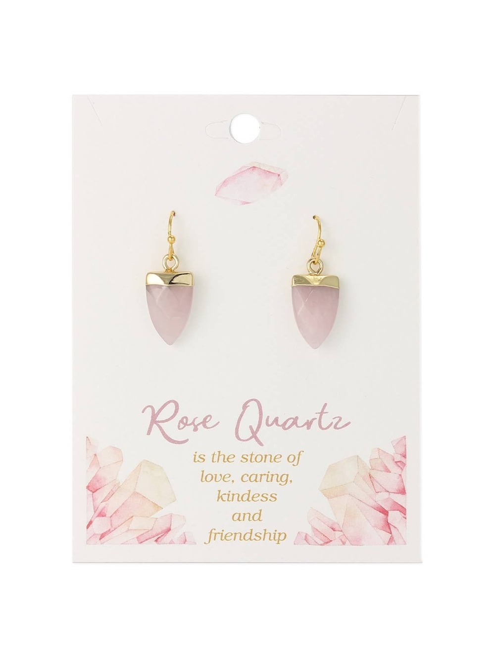 Facet Rose Quartz Arrow Gold Earrings